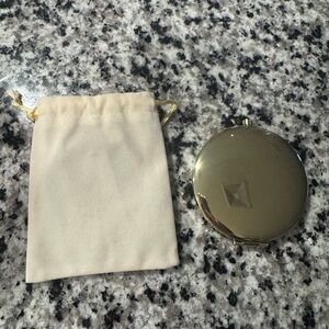 Gold Compact Mirror with Pouch brand new